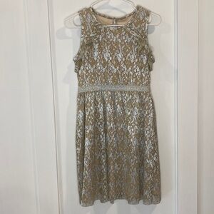 WONDER NATION tan & silver sleeveless dress
